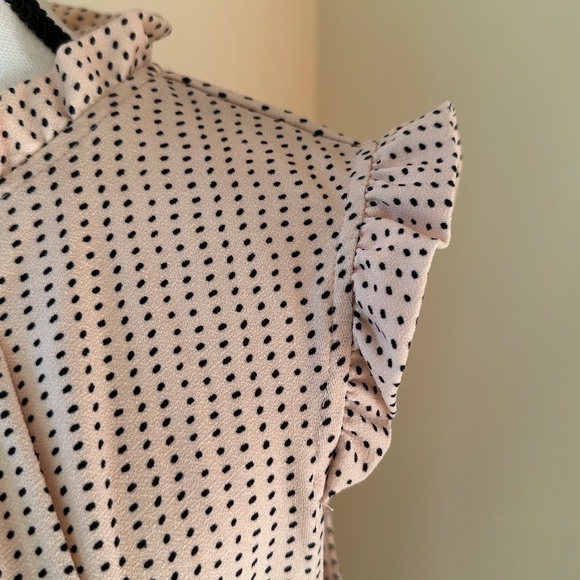 *ADRIANNA PAPELL* Pink x Black Ruffle Neck Fashion Tank Top Size Large - Picture 5 of 12